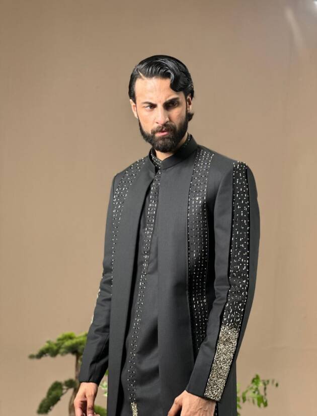 BLACK EMBELLISHED COAT