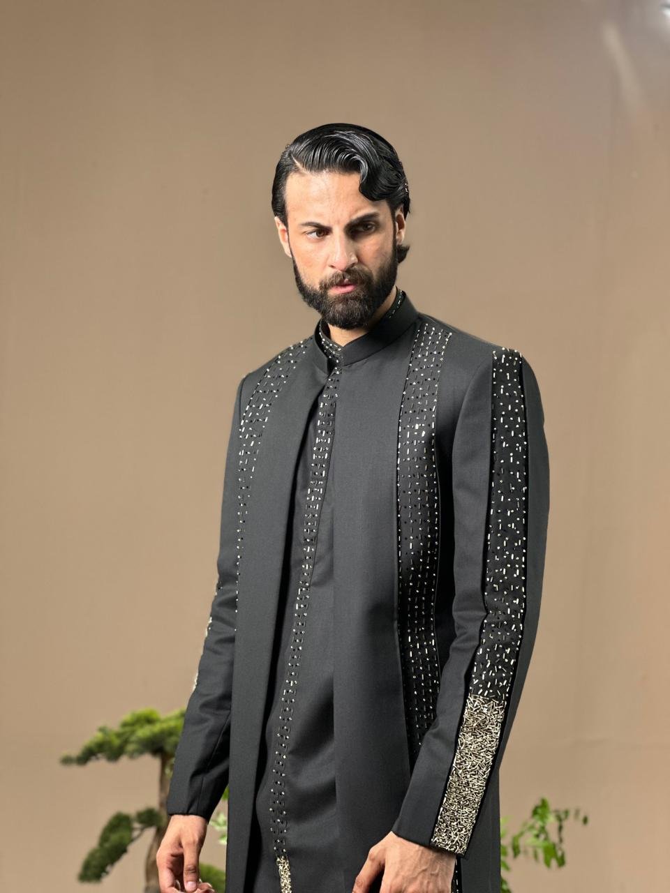 BLACK EMBELLISHED COAT