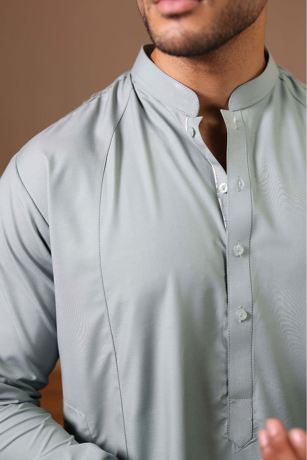 GRAPE GREEN SEMI-FORMAL KAMEEZ SHALWAR - Image 4