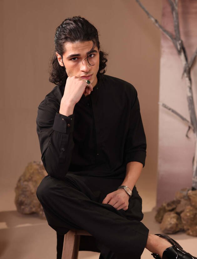 SMART BLACK BAND DESIGNED SHALWAR KAMEEZ