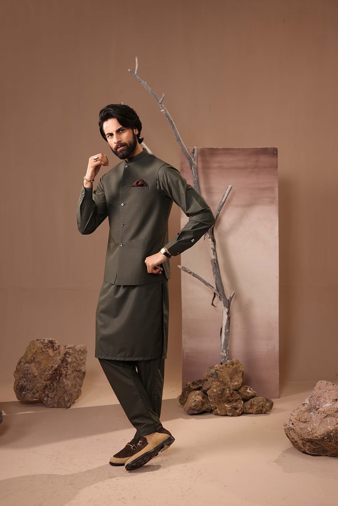 DARK GREEN CASUAL KAMEEZ SHALWAR