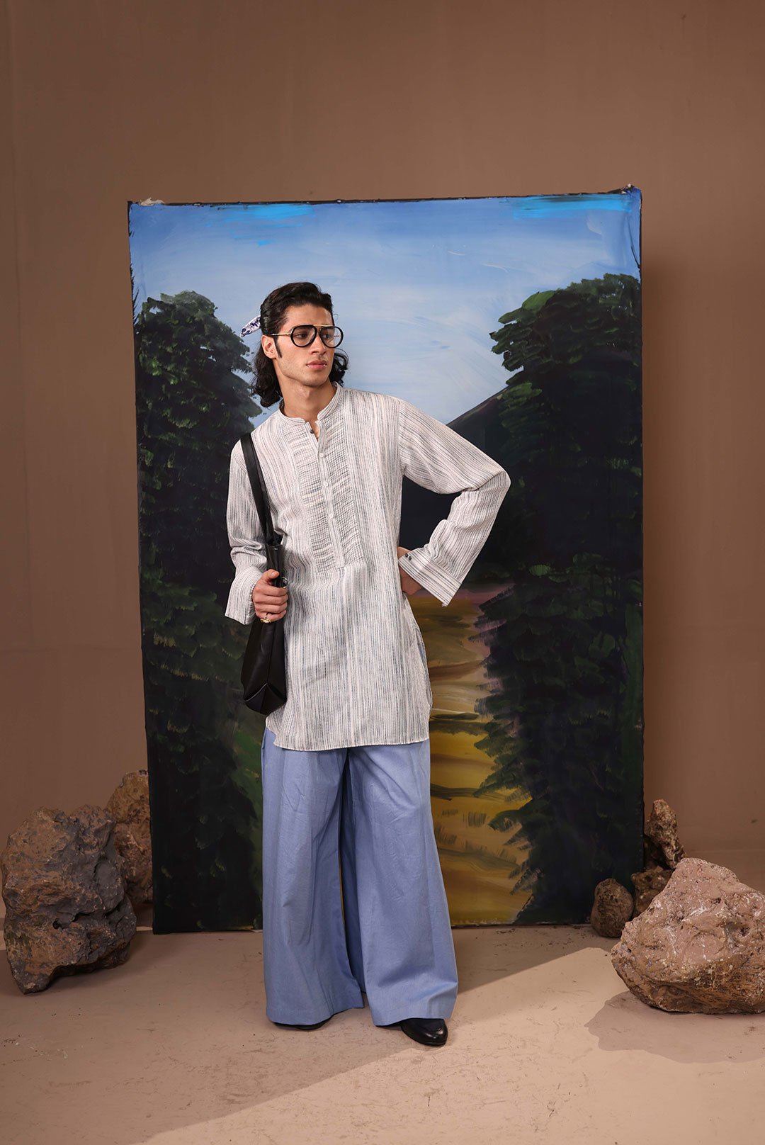 GREY AND SKY BLUE CLEAN CUT CO-ORD SET