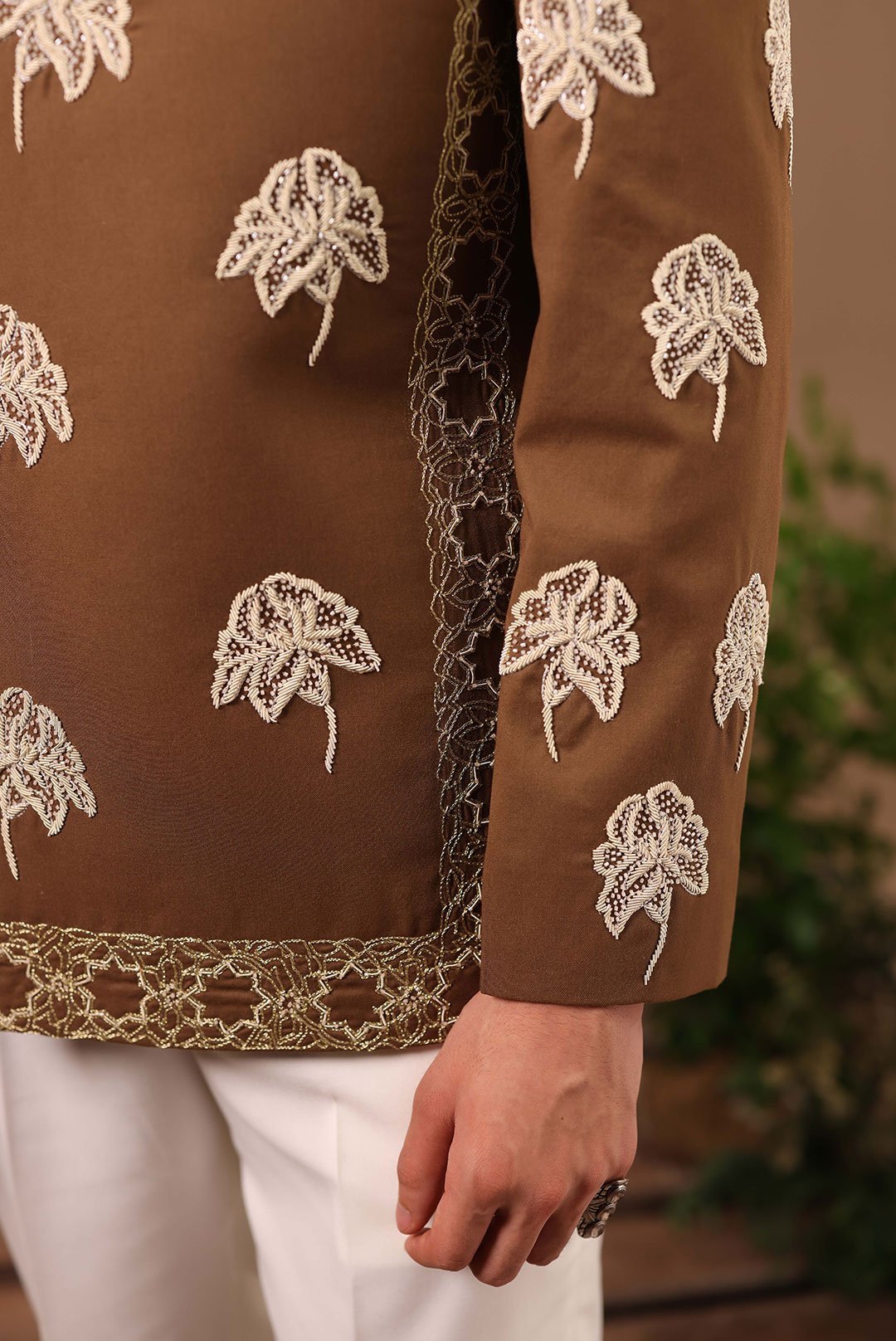 BROWN EMBELLISHED COAT - Image 3