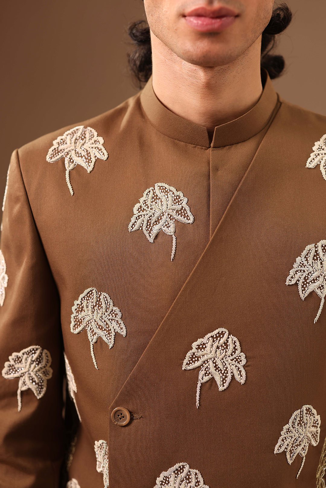 BROWN EMBELLISHED COAT - Image 2