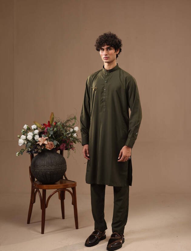 CLASSIC SEAWEED GREEN KAMEEZ SHALWAR