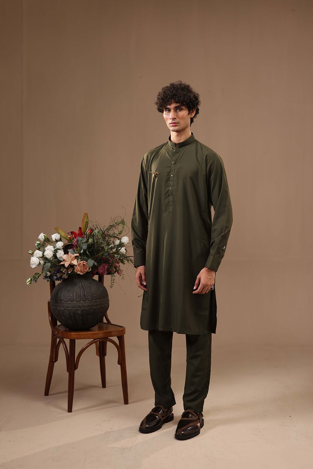 CLASSIC SEAWEED GREEN KAMEEZ SHALWAR