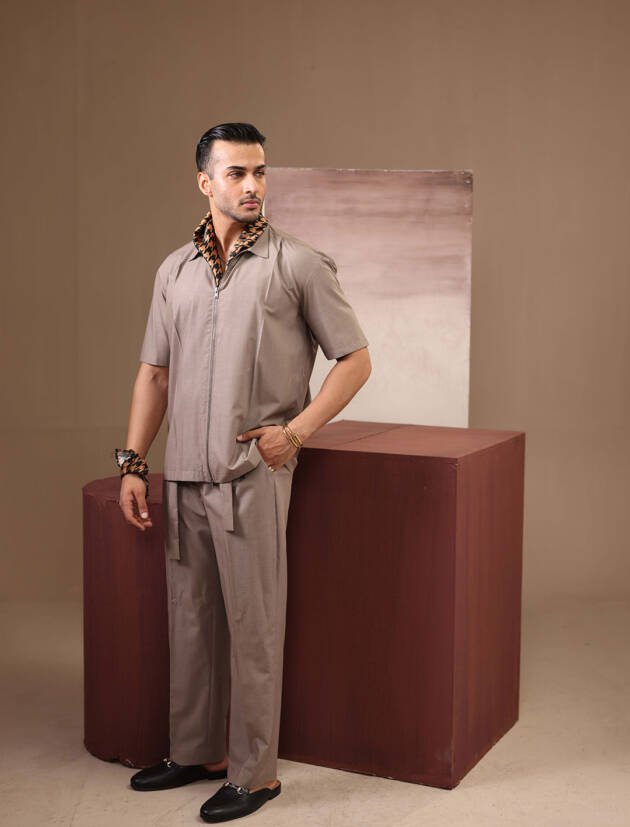 KHAKI CLEAN CUT CO-ORD SET