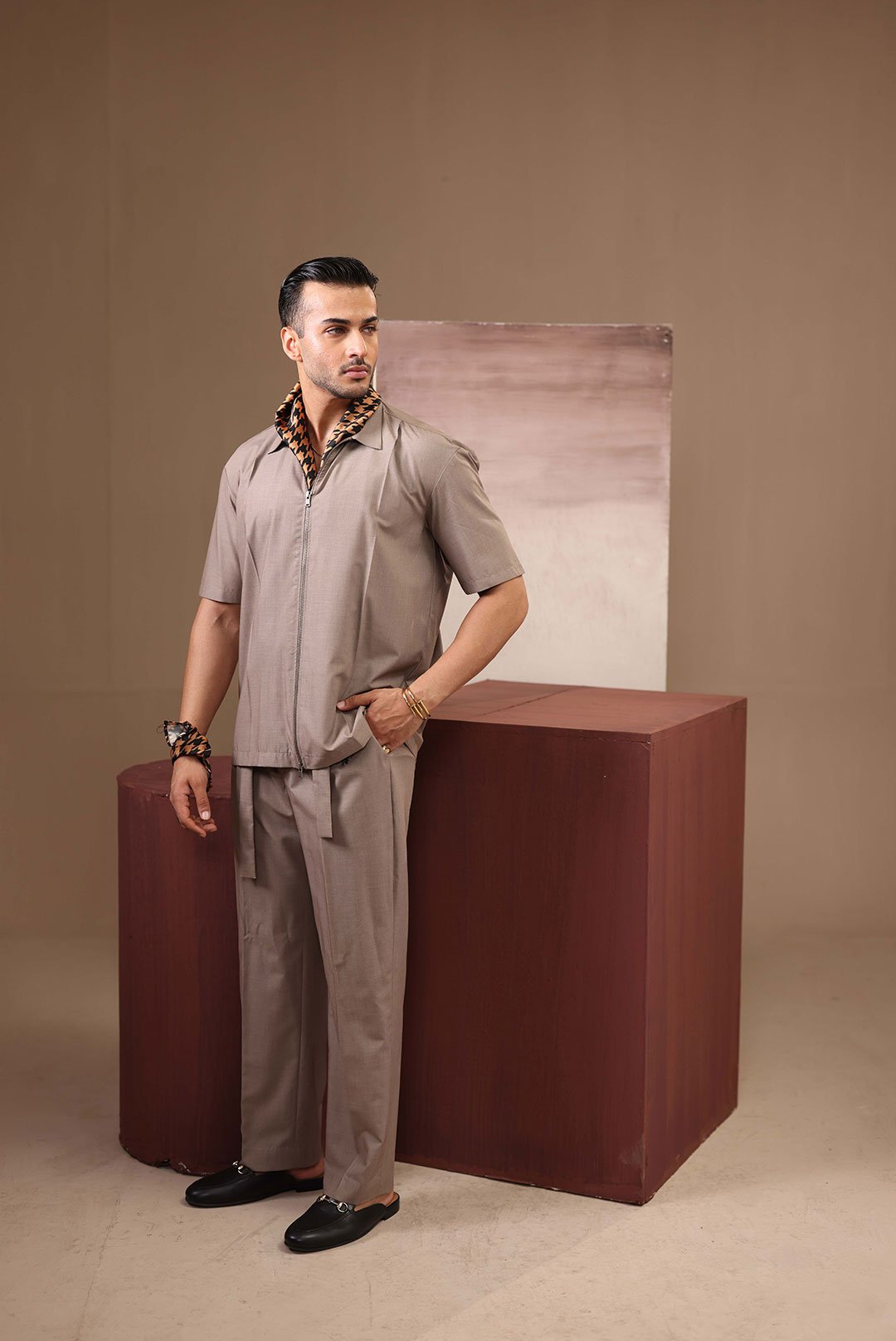 KHAKI CLEAN CUT CO-ORD SET