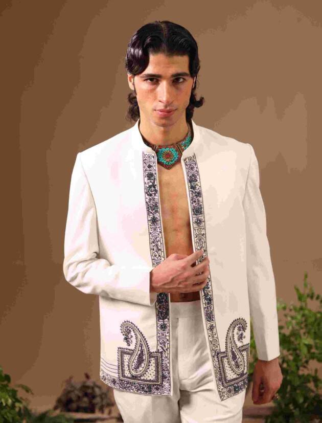 OFF-WHITE EMBELLISHED COAT